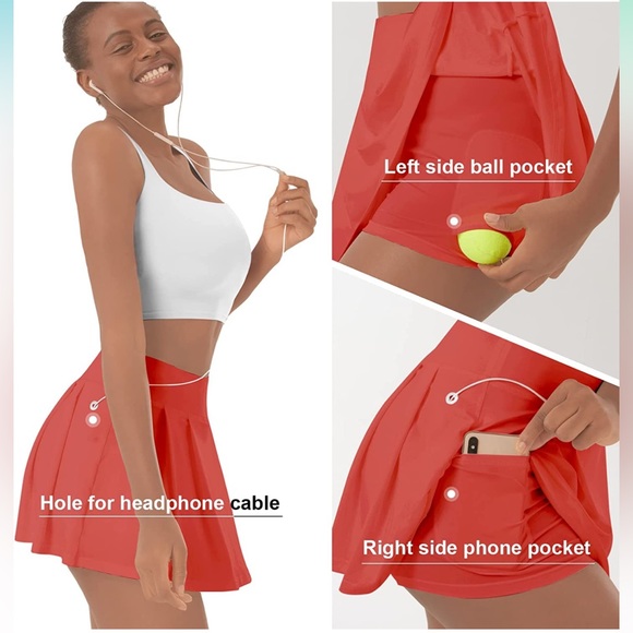 Casei workout shorts womens 2 in 1 flowy high waisted tennis skort - Picture 2 of 12